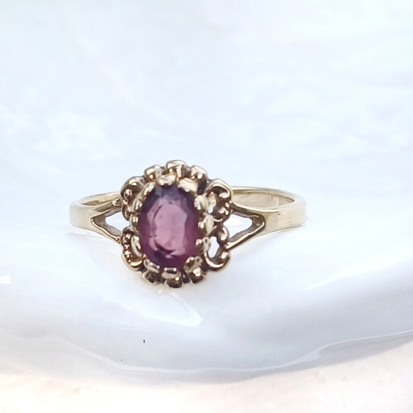 14K or 18K GE ESPO (Joseph Esposito) Gold Amethyst Stone Ring - Picture 3 of 8